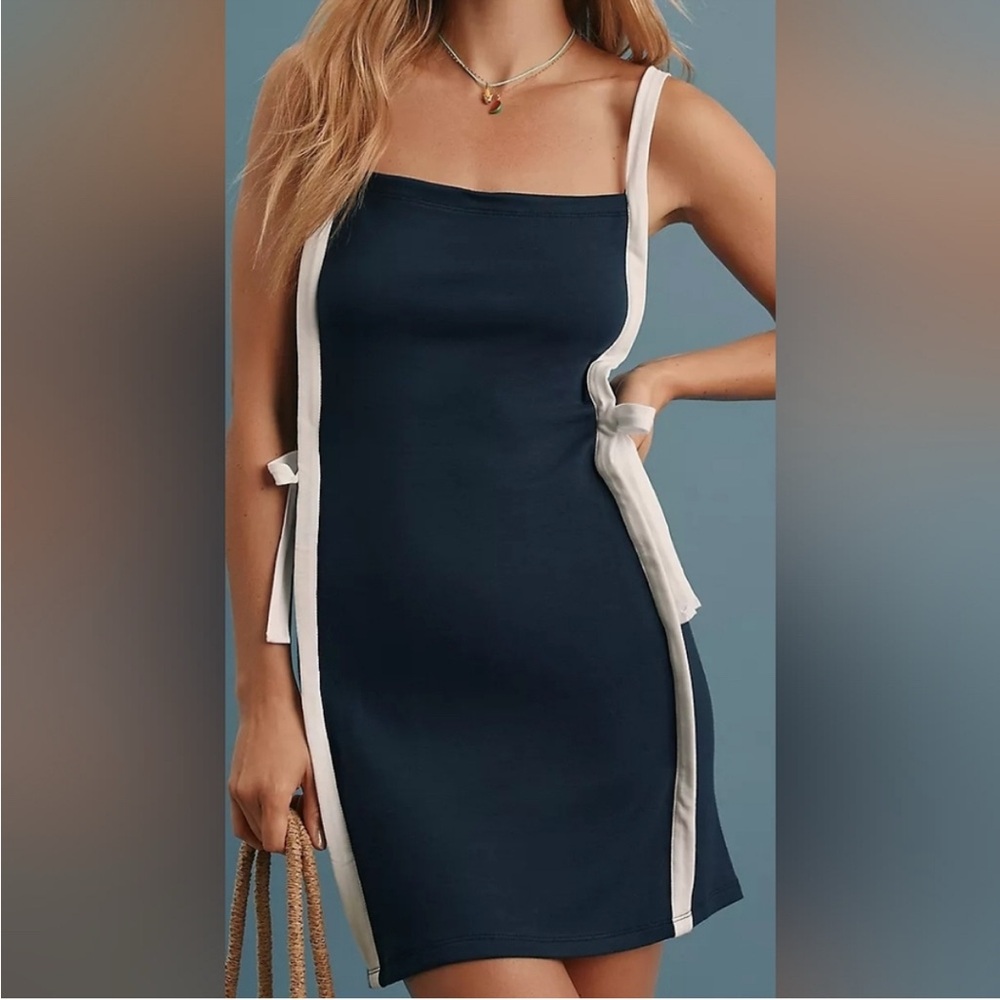Navy Blue and White Mini Dress